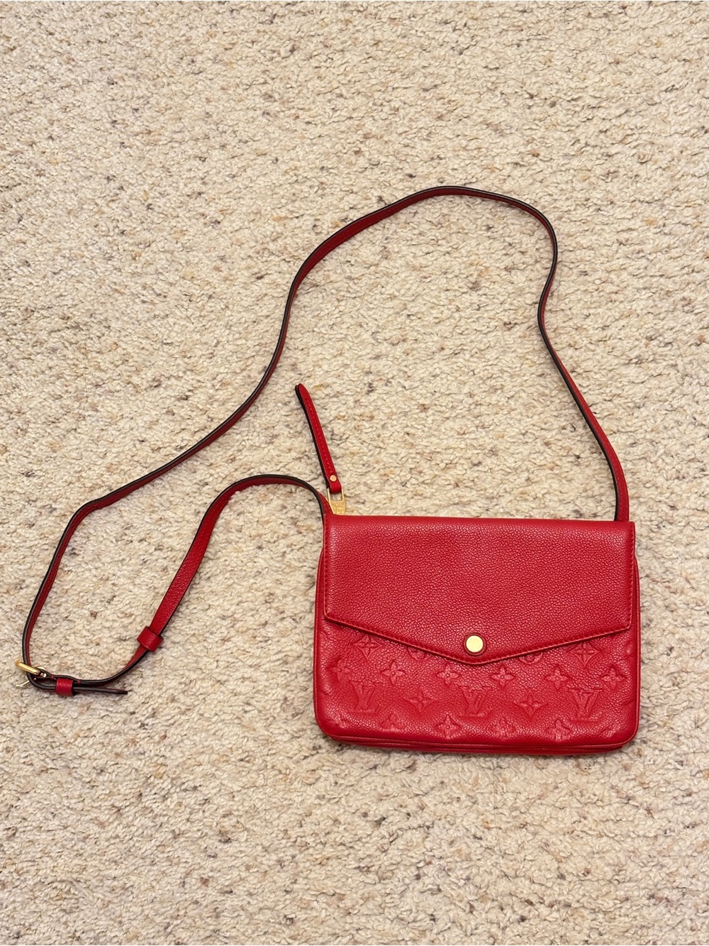 Louis Vuitton Twice Handbag Monogram Empreinte Red Leather